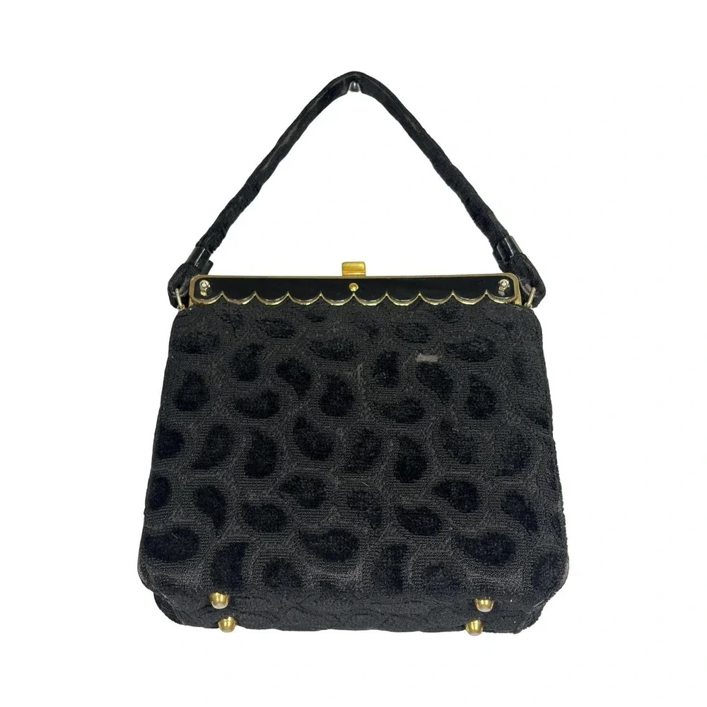 Kadin Women's Vintage Class Black Tapestry Evening Bag Purse‎ 1950's Made In USA